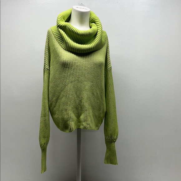 Becca Tilley x Bar III Sweater Cowl Neck Long Sleeve Knit Striped Neon Green XL - Picture 3 of 9